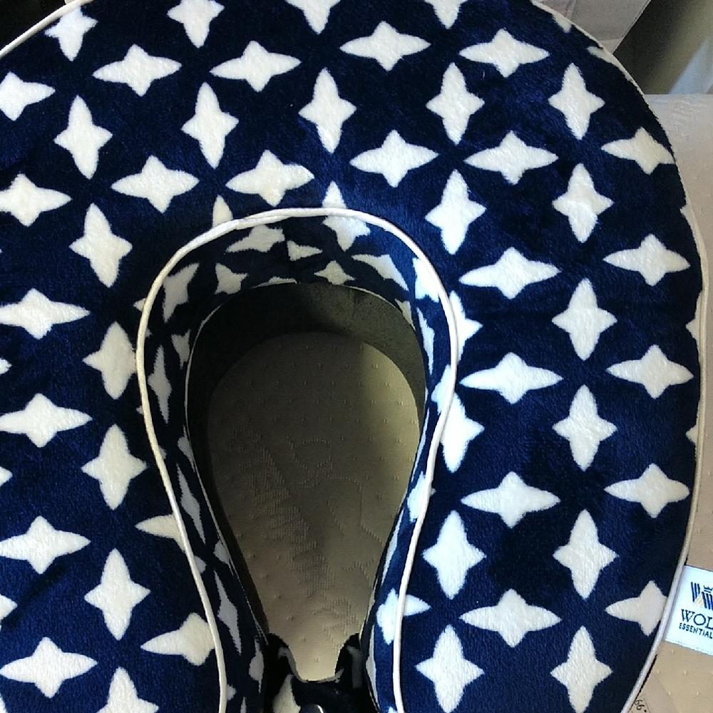 Navy and White Star Pattern Accent Pillow